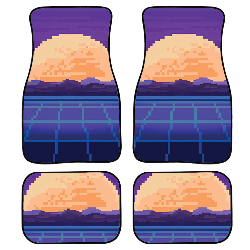 8-Bit Pixel Digital Landscape Print Front And Back Car Floor Mats, Front Car Mat