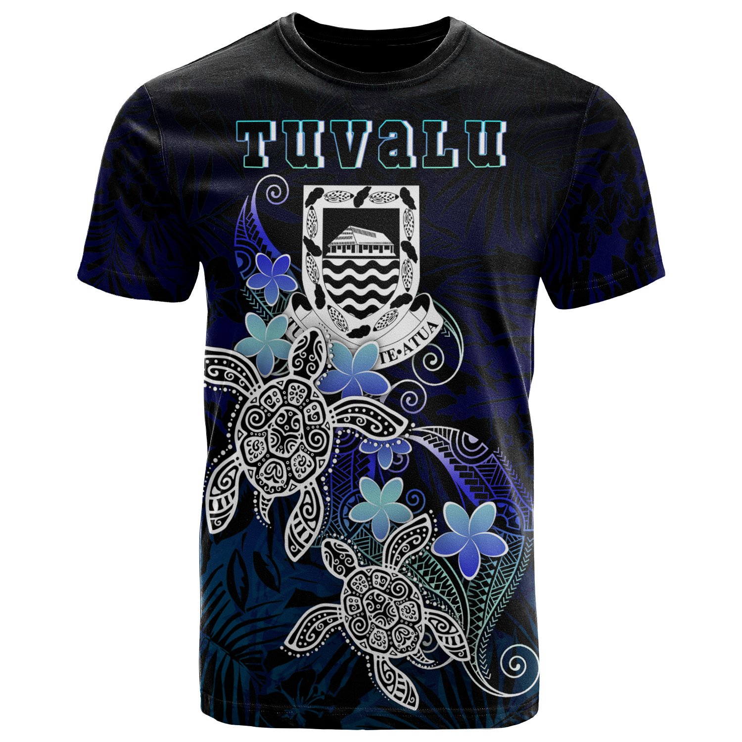Tuvalu Polynesian T-Shirt – Blue Turtle Couple – BN22