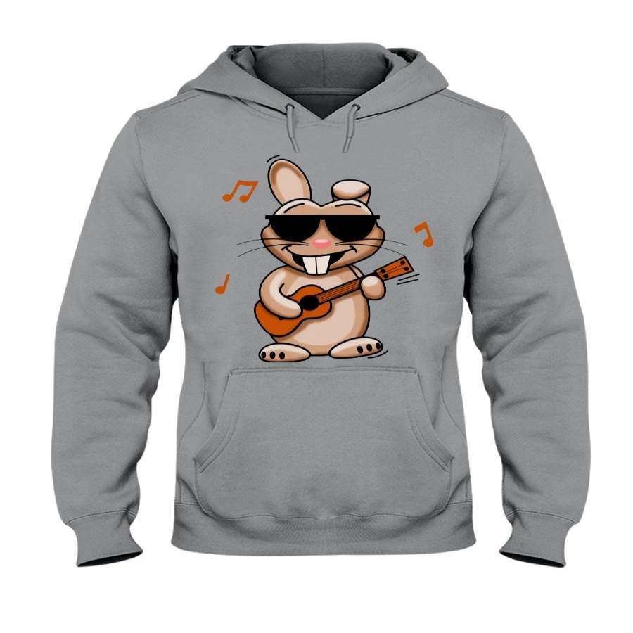 Rabbit Plays Ukulele Funny Design Gift For Ukulele Lovers Hoodie