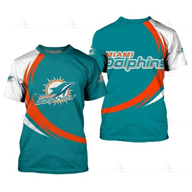 Miami Dolphins T-Shirt Curve Style Gift For Men