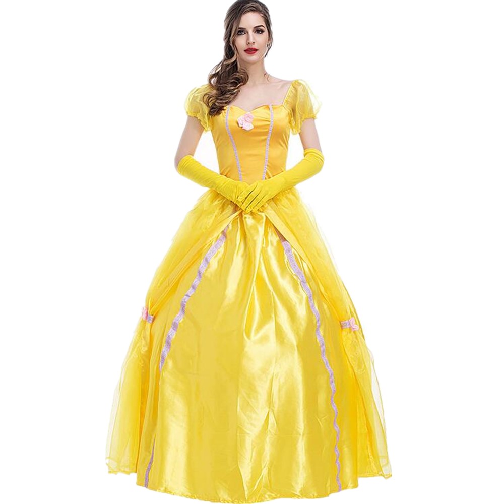 Belle Princess Costume Adult Halloween Cosplay Party Belle Court Princess Outfit Roles Dress alx