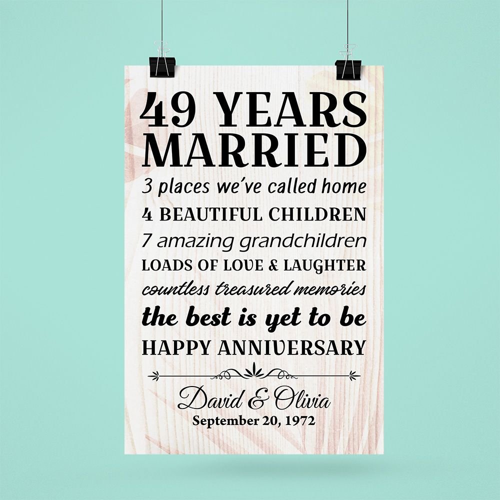 49th Wedding Anniversary Ts Poster For Couple Grandparents Grandpa