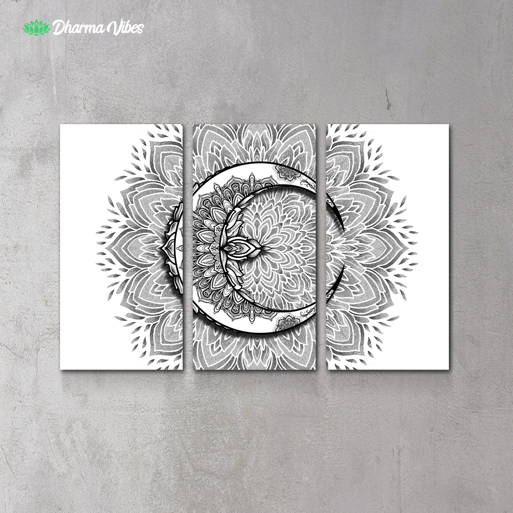 Crescent Moon – No Phases By Yantrart Design 3-Piece Canvas