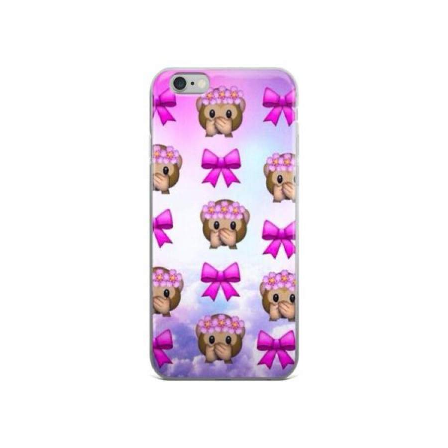 Flower Crown OMG Monkey & Purple Bow Emoji Collage Teen Cute Clouds Girly Girls Tie Dye iPhone 4 4s 5 5s 5C 6 6s 6 Plus 6s Plus 7 & 7 Plus Case