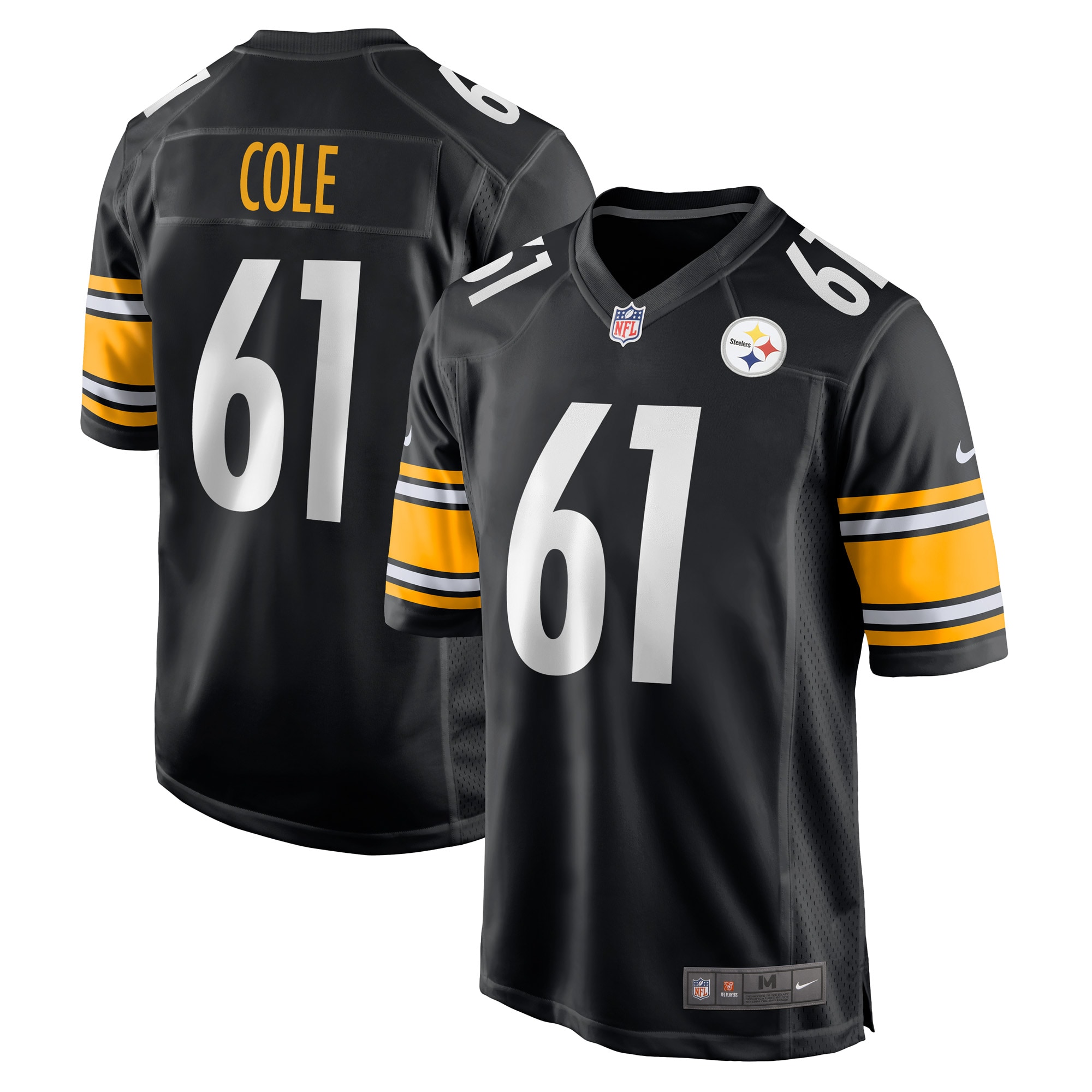 Men’s Pittsburgh Steelers Mason Cole Black Game Player Jersey