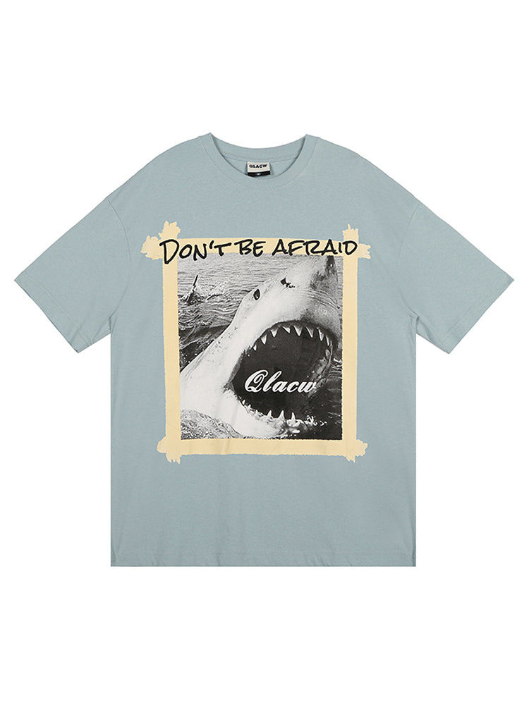 Casual Shark Print Round Neck T-Shirt