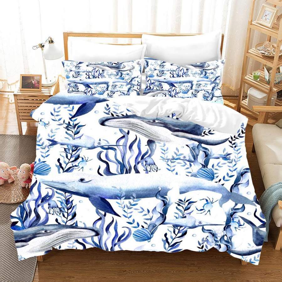 3D Blue Whale Quilt Cover Set Bedding Set Pillowcases 81