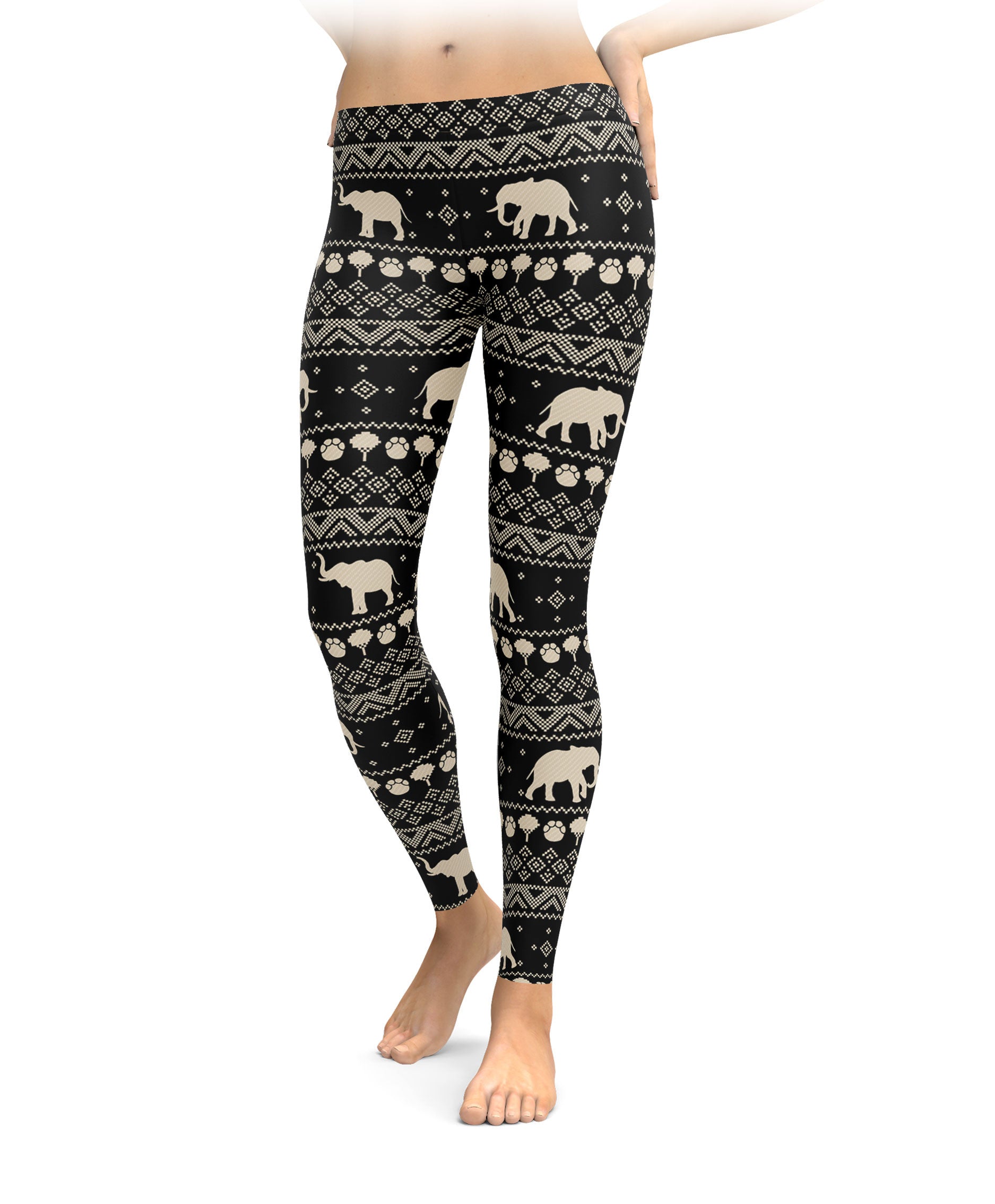 Black & White Nordic Elephant Leggings