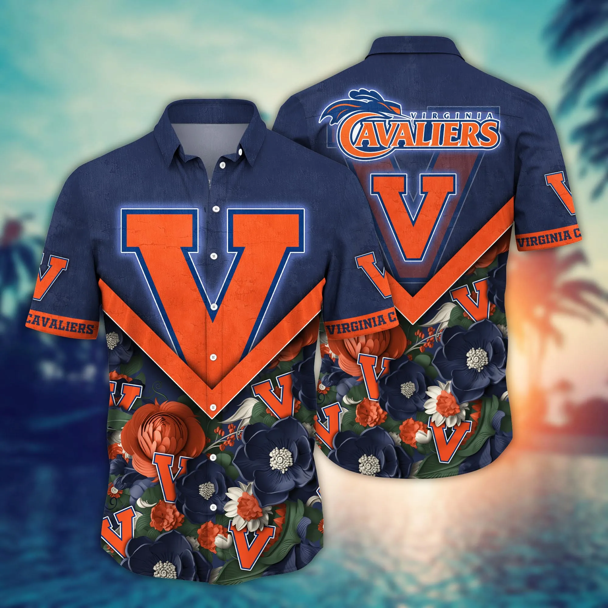 Virginia Cavaliers NCCA Hawaiian Shirt Custom Sea Shores Aloha Shirt