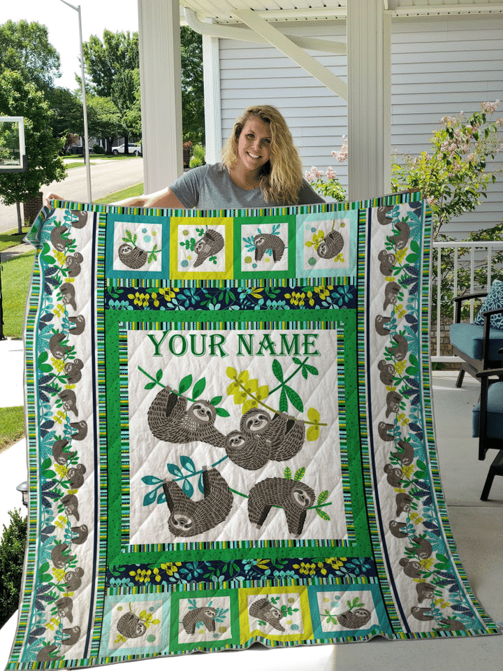 656DDTANM-SLOTH CUSTOM NAME QUILT