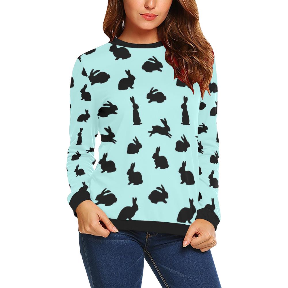 Rabbit Pattern Print Design Rb010 Women Long Sleeve Sweatshirt