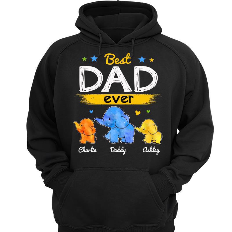 Best Dad Ever Just Ask Kids Elephants Father‘S Day Gift Personalized Hoodie Sweatshirt