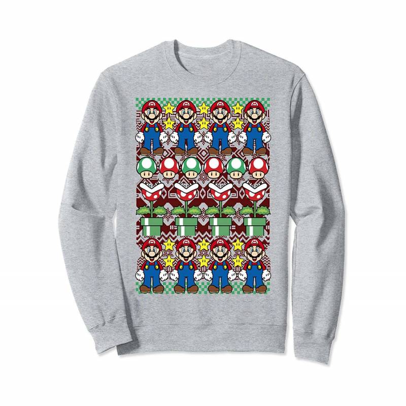 Super Mario Character Stack Ugly Christmas Sweater Style Sweatshirt