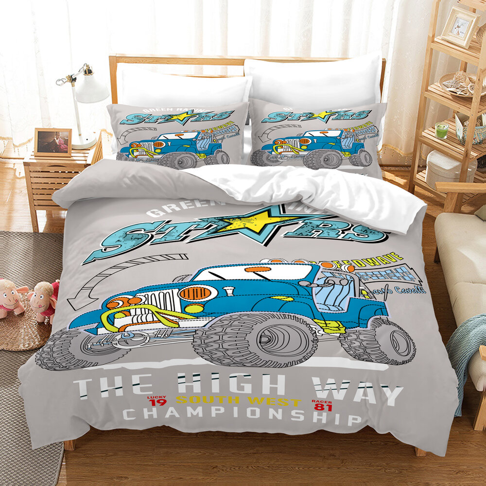 Bedding Set 3D Print Design Duvet Cover Twin Sizeonly Car Tiger