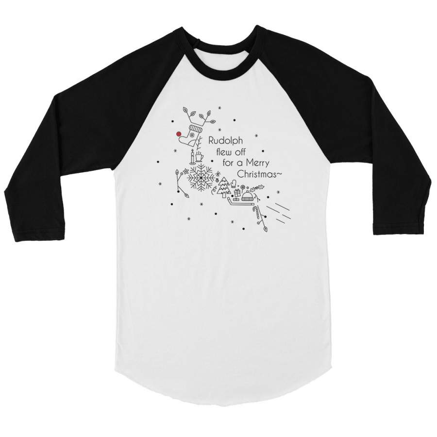 Line Art Rudolph Mens Baseball Shirt