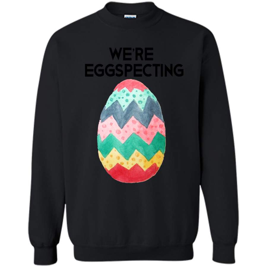 Couples Easter Pregnancy Reveal T-Shirt Were Eggspecting1 Printed Crewneck Pullover Sweatshirt 8 oz