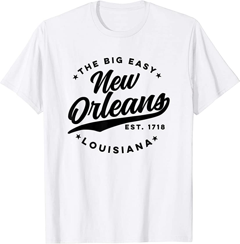 Vintage New Orleans Louisiana The Big Easy Black Text T-Shirt