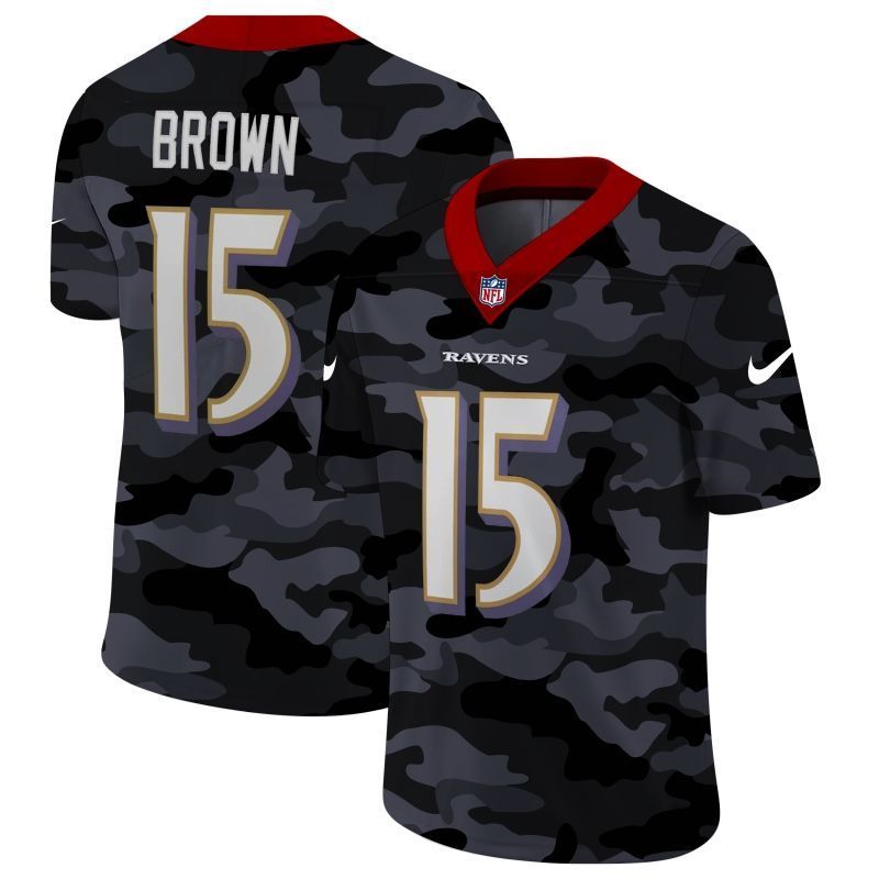 Baltimore Ravens Marquise Brown #15 NFL 2020 Camo Black Jersey