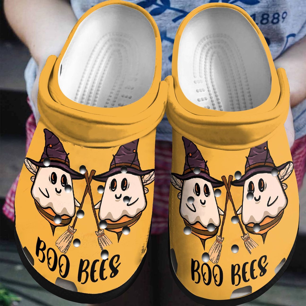 Bee Personalized Clog, Custom Name, Text, Color, Number Fashion Style For Women, Men, Kid, Print 3D Halloween Boo Bees