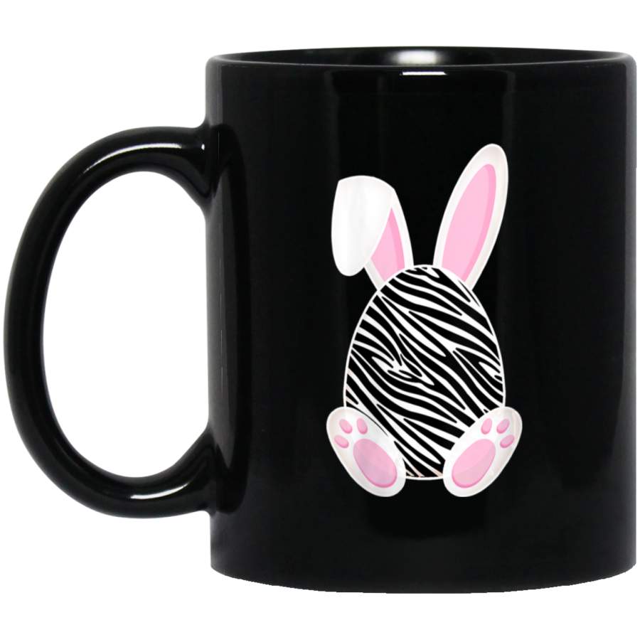 W Bunny Easter egg Zebra print gift Rabbit Ear Easter Day 11oz 15oz Black Mug Happy Easter Day Funny Colors Eggs Bunny Ears Peeps Cute