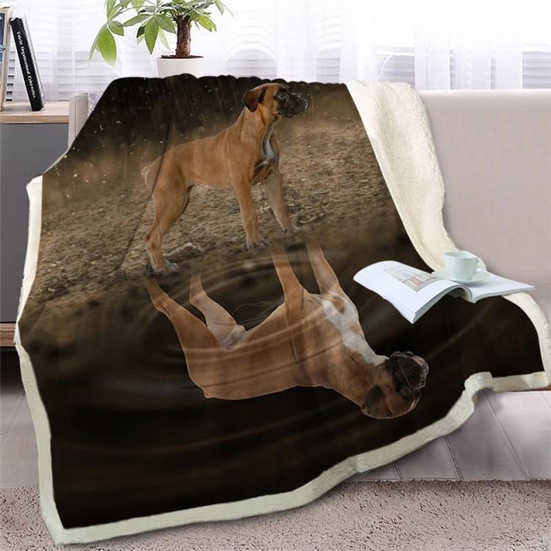 Puppy Boxer Looking At Reflection CLH2511379F Sherpa Fleece Blanket