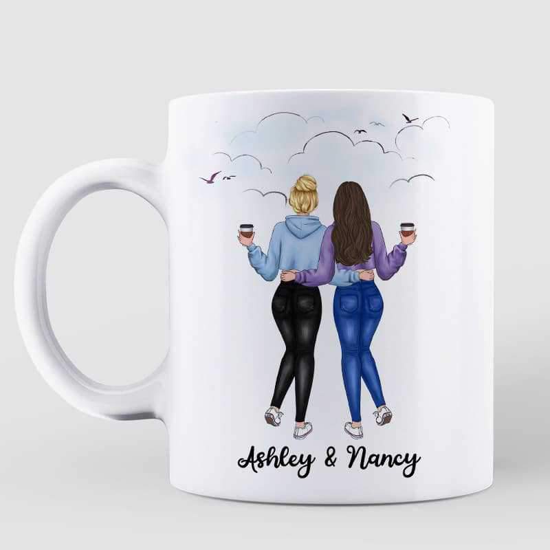 Unbiological Sisters Modern Girls Personalized Mug