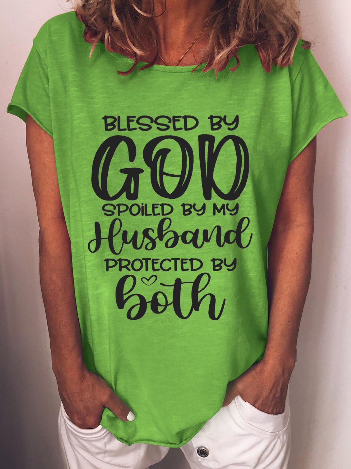 Women Blessed By God Spoiled By My Husband Protected By Both T-Shirt