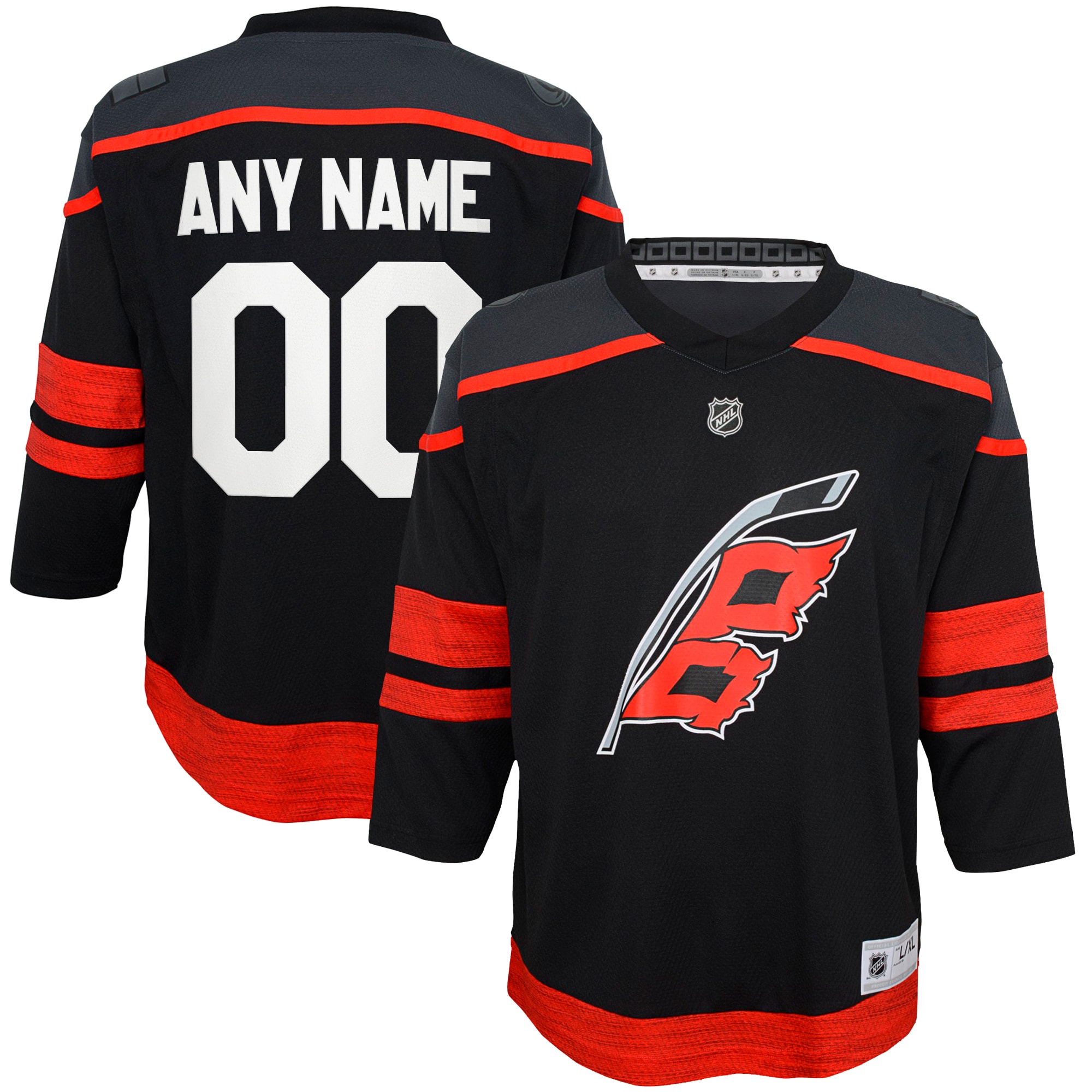 Youth Carolina Hurricanes Black Home Custom Jersey