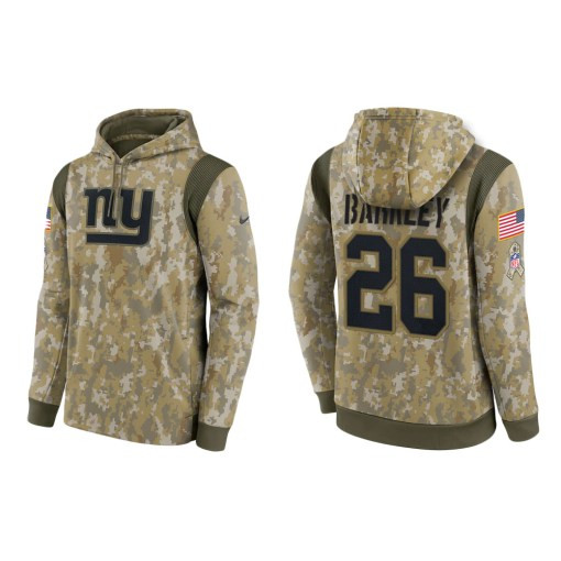 Saquon Barkley New York Giants Camo 2021 Salute To Service Veterans Day Therma Pullover Hoodie