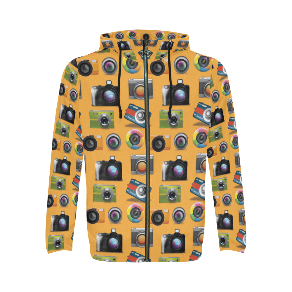 Photographer Pattern All Over Print Full Zip Hoodie for Men Barkingtees Fashion