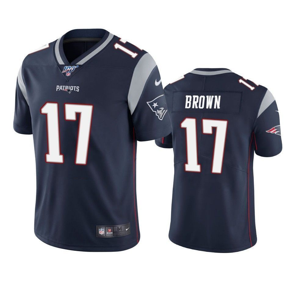 New England Patriots Antonio Brown Navy 100Th Season Vapor Limited 3D Jersey