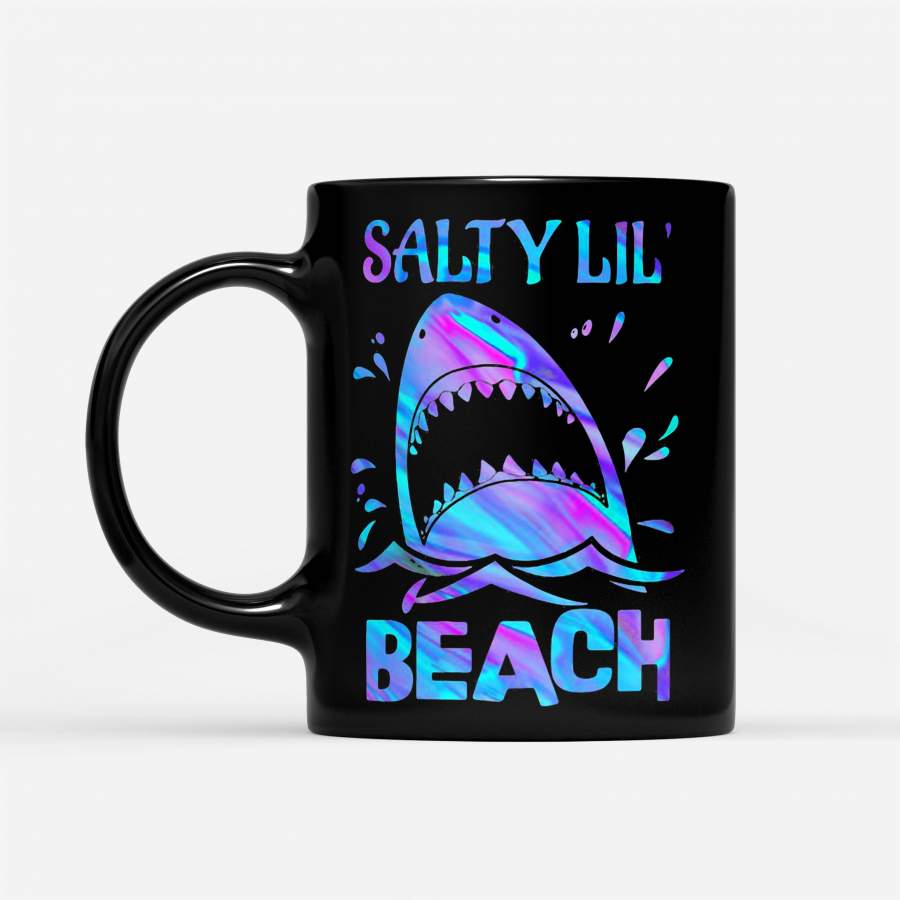 Shark Salty Little Beach – Black Mug