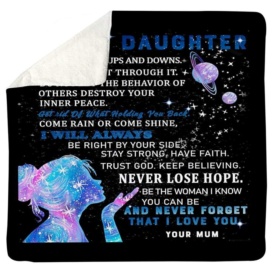 To My Daughter Your Mum Family Gift Sherpa Blanket