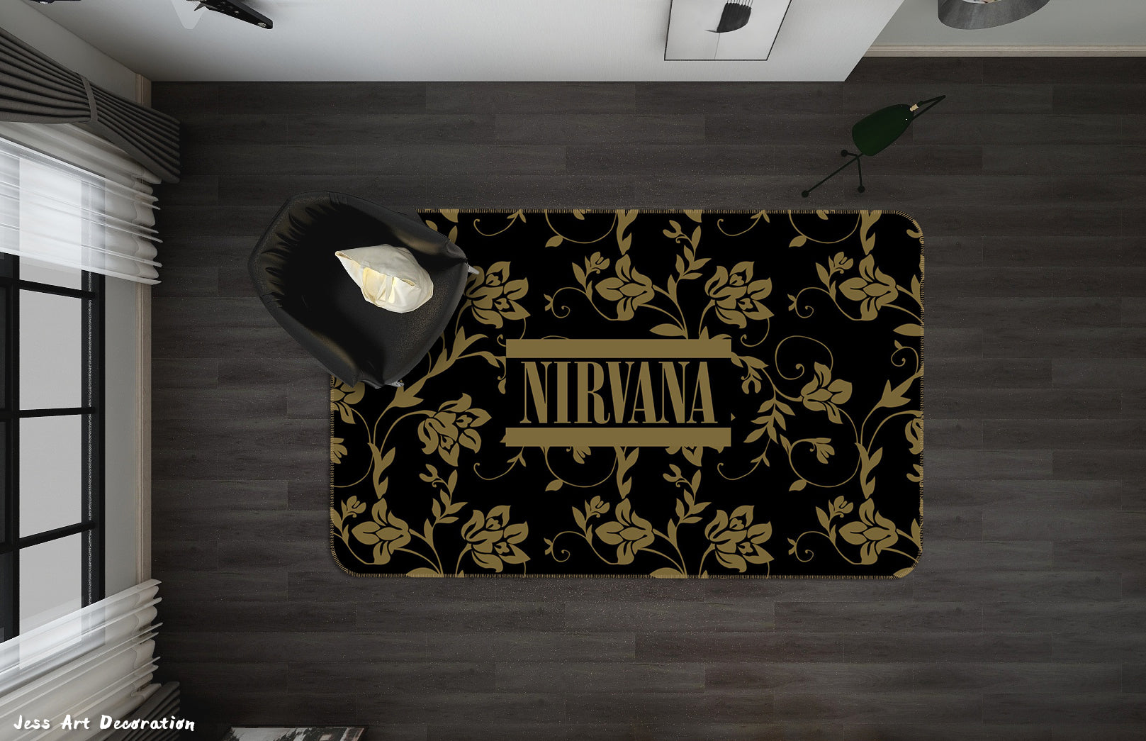 3D Nirvana Rock Band Black Non-Slip Rug Mat 26