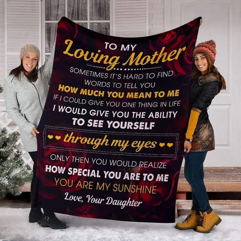 To My Mom How Much You Mean To Me  – Gift For Mother’S Day, Gift For Home Decor, Gitf For Family – Sherpa Blanket Fleece Blanket Premium Wall Art