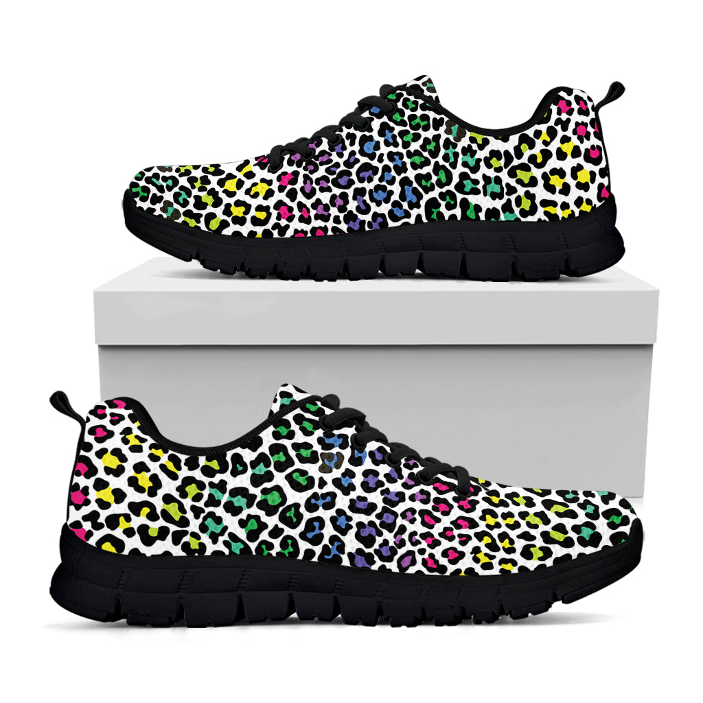 Colorful Leopard Print Black Sneakers