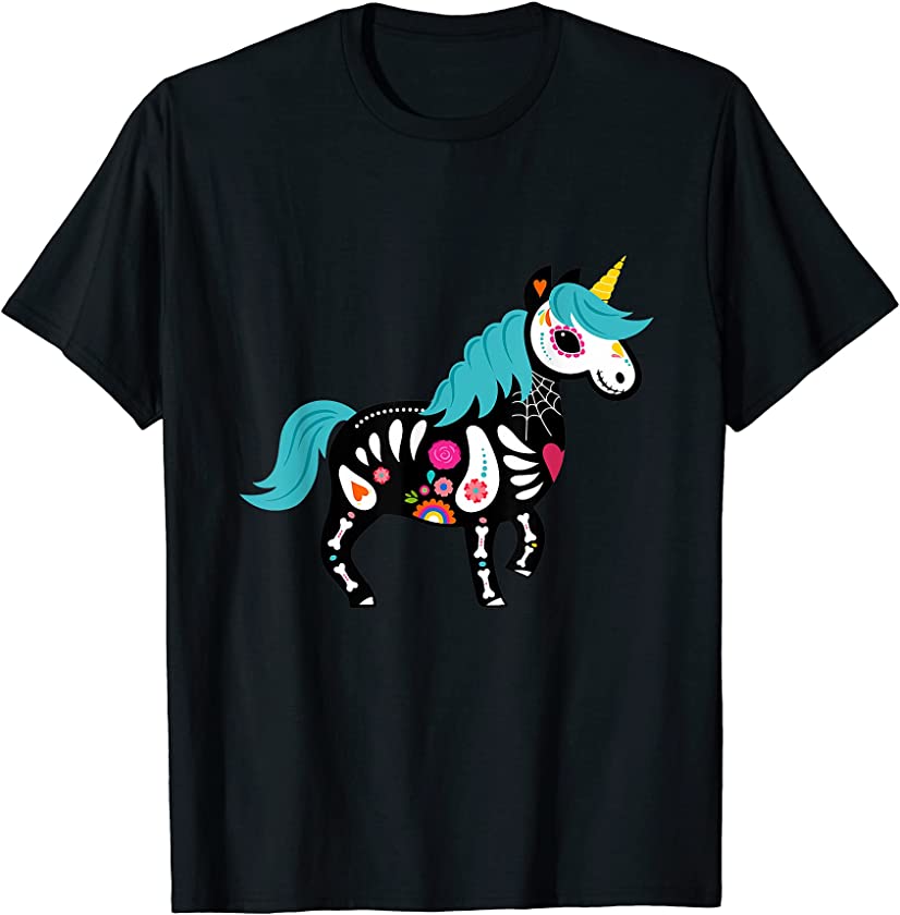 Unicorn Sugar Skull Mexican Art Dia de los muertos T-Shirt