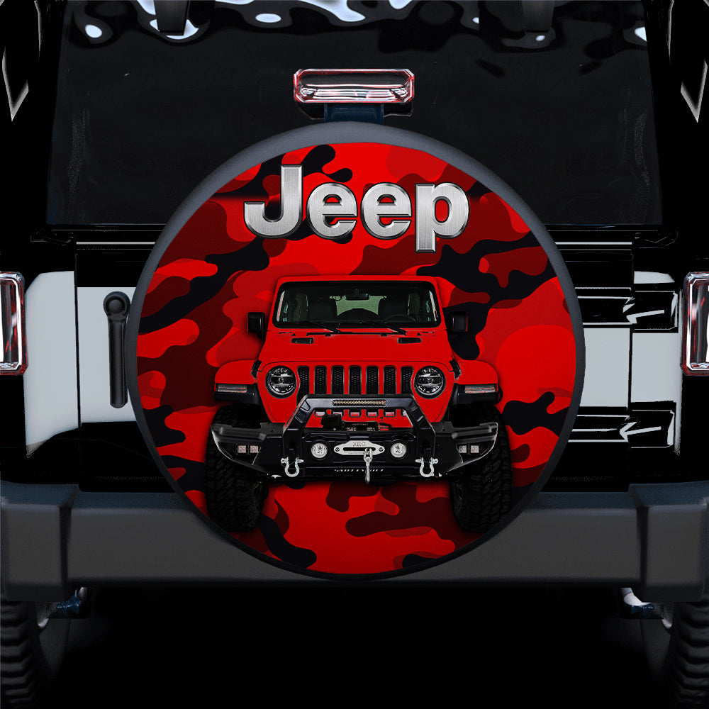 Red Jeep Camouflage Car Spare Tire Covers Gift For Campers