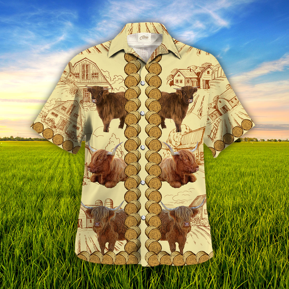 Highland In Rolled Hay Pattern Hawaii Shirt Ha58904