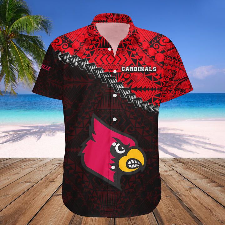 NCCA Louisville Cardinals Red Black Hawaiian Shirt