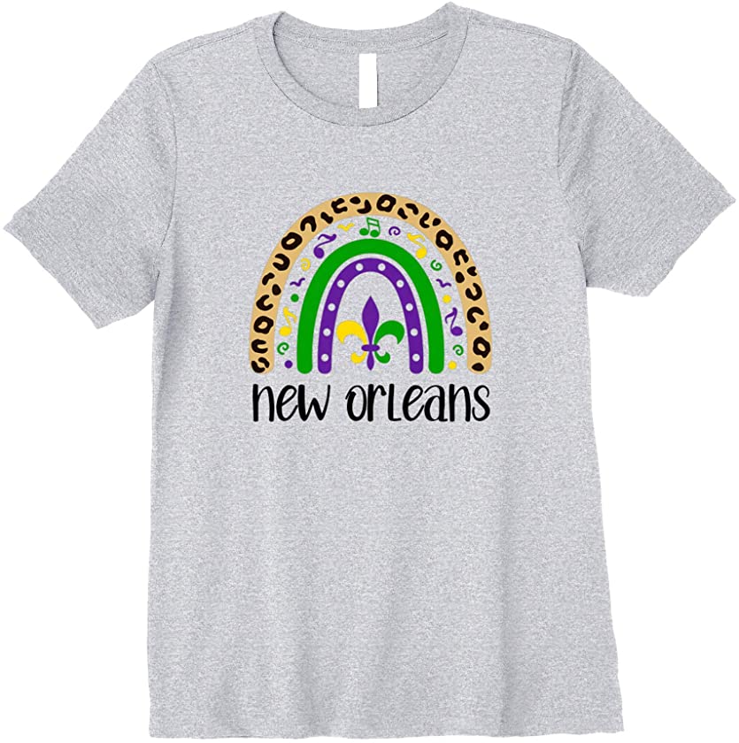 Womens New Orleans Leopard Print Rainbow Mardi Gras Cute Krewe Premium T-Shirt