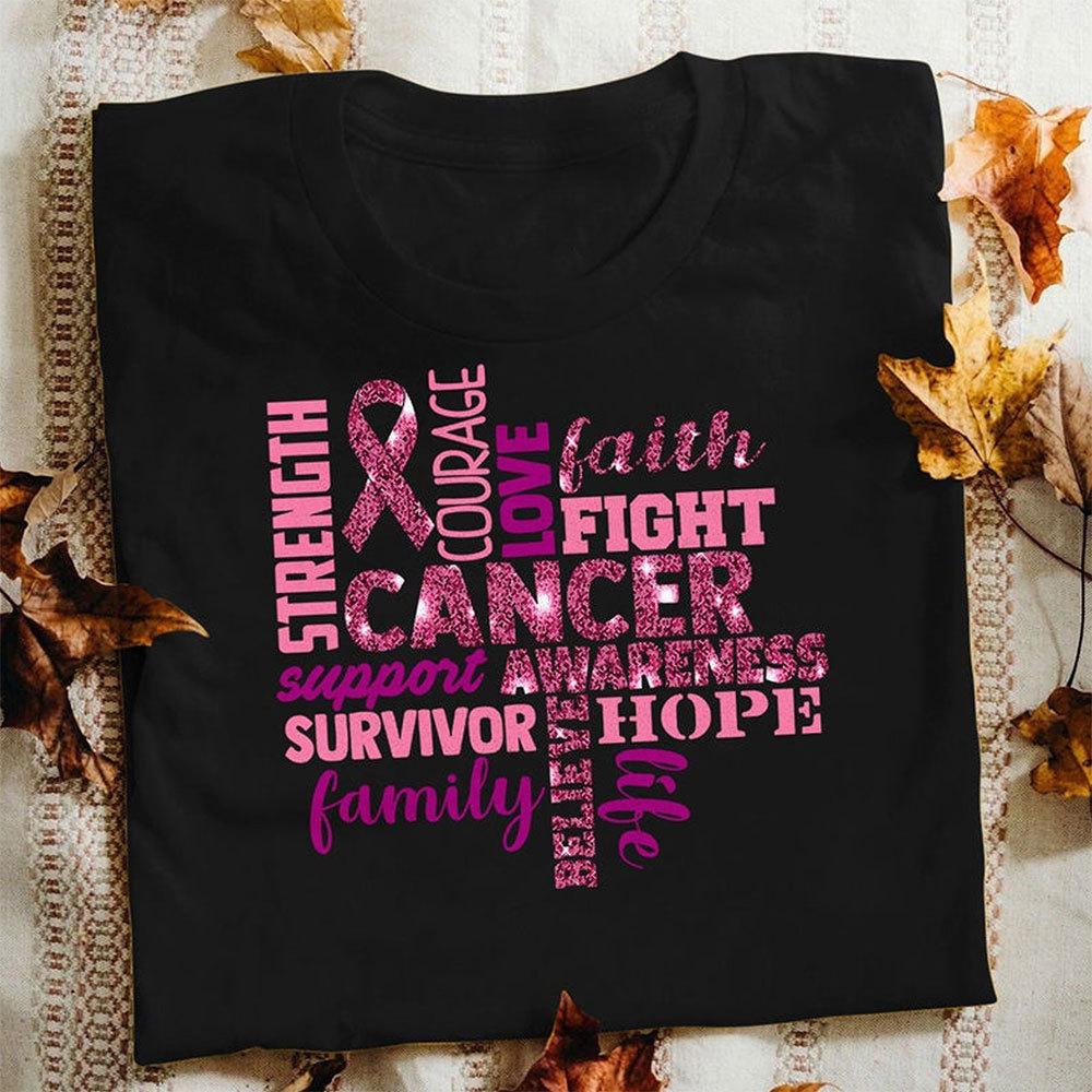 Breast Cancer Shirts, Support Fight Strength Breast Cancer Survivor Shirts