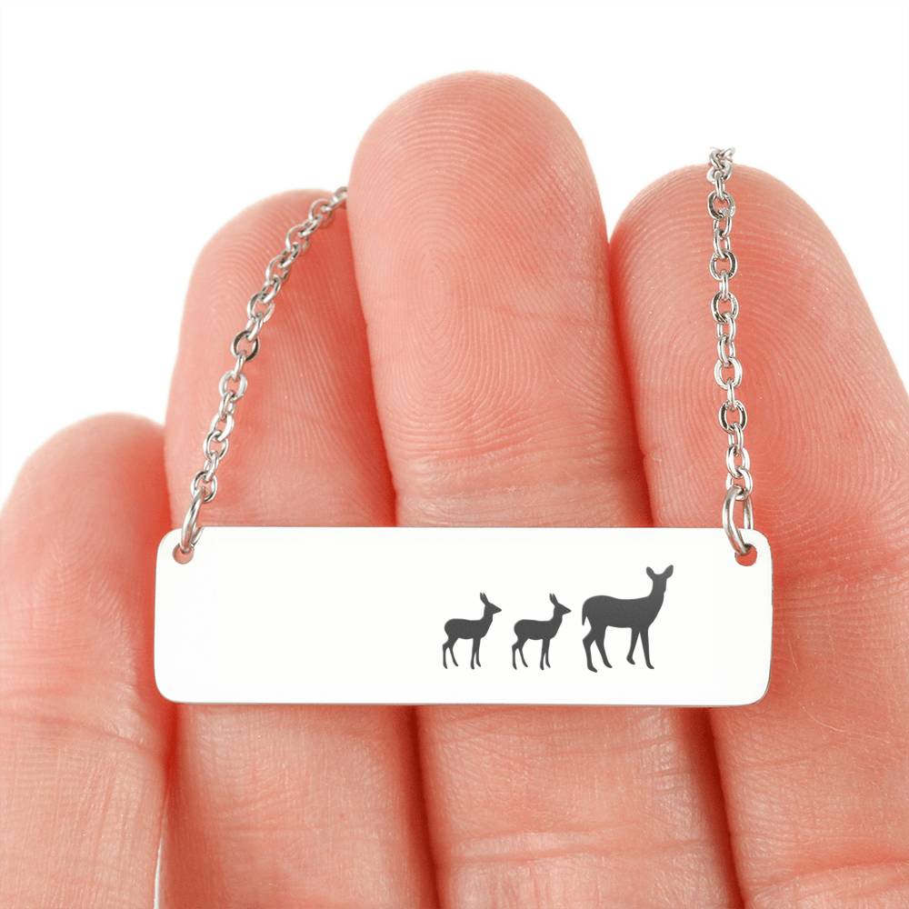 Personalized Mama Deer + 2 Fawns – Necklace