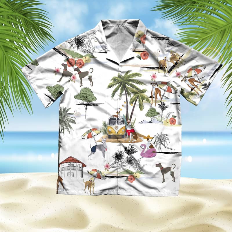 Unisex Greyhound Short Sleeve Button Hawaiian Shirt