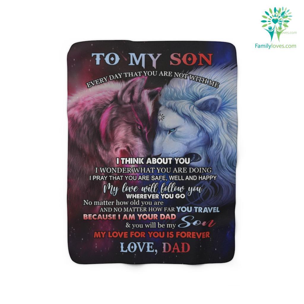 To My Son Wolf And Lion Every Day That You Are Not With Me Love Dad Sherpa Fleece Blanket