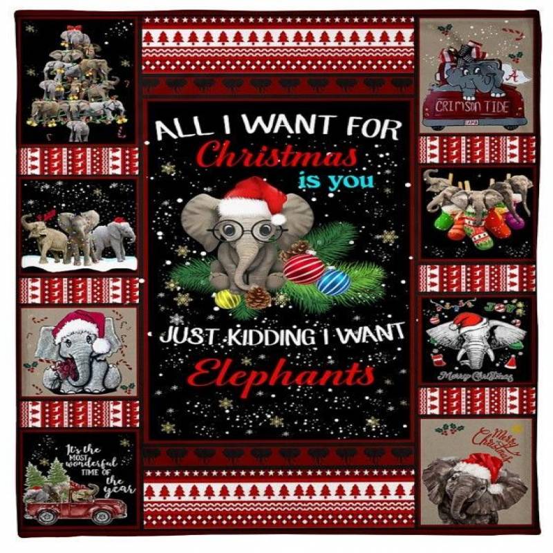 I Want Elephants For Christmas CLM2312413S Sherpa Fleece Blanket