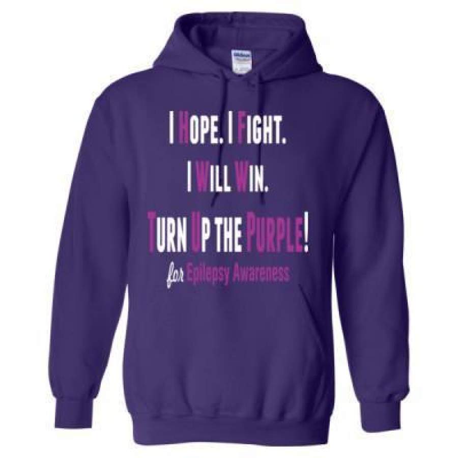 AGR I Hope I Fight I Will Win Turn Up The Purple For Epilepsy Awareness – Heavy Blend™ Hooded Sweatshirt