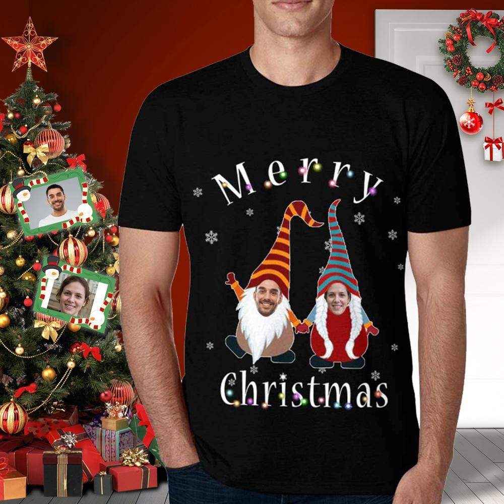 Custom Face Christmas Couple Men’S All Over Print T-Shirt