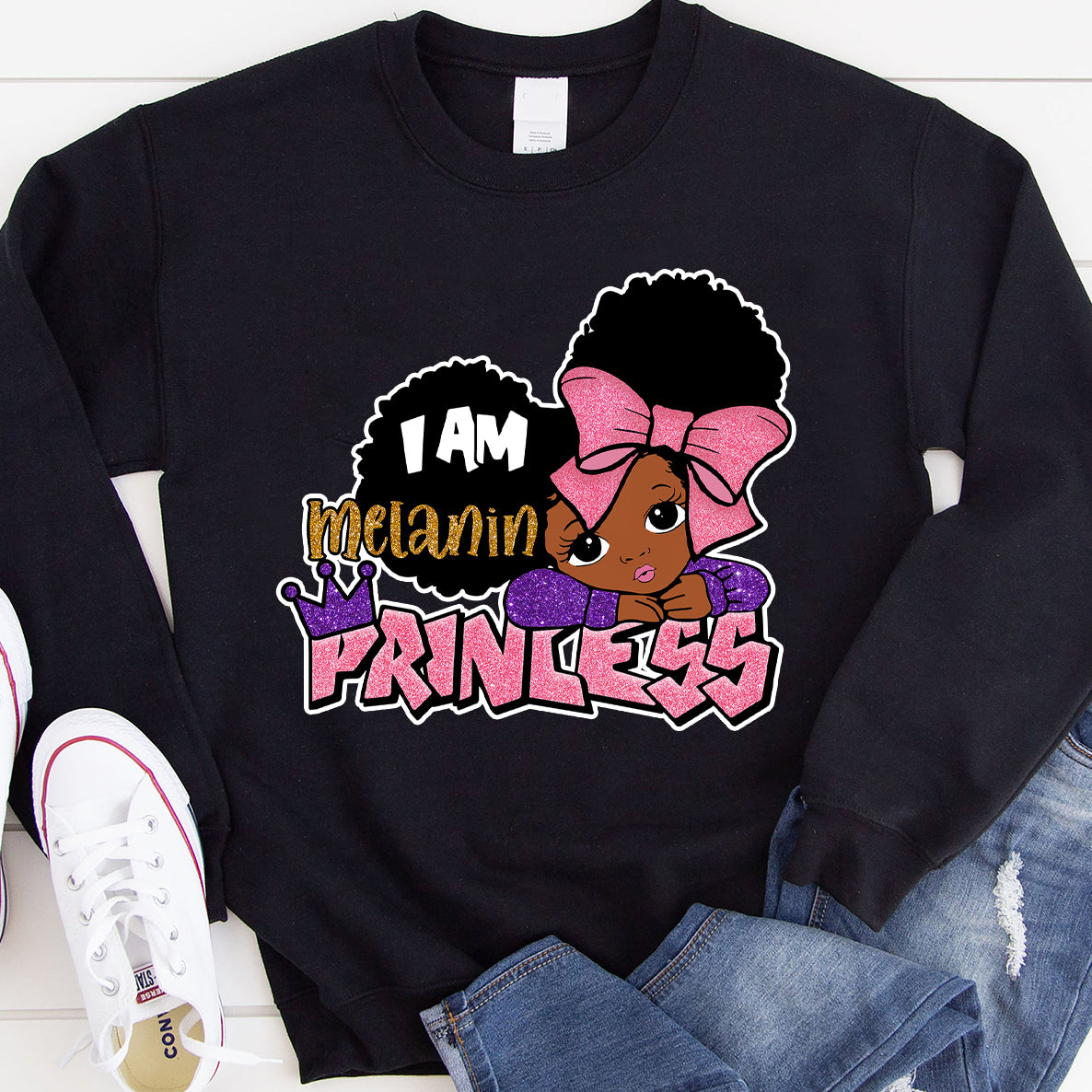 I’M Melanin Princess Birthday Queen Afro Black Little Girl – Standard Crew Neck Sweatshirt