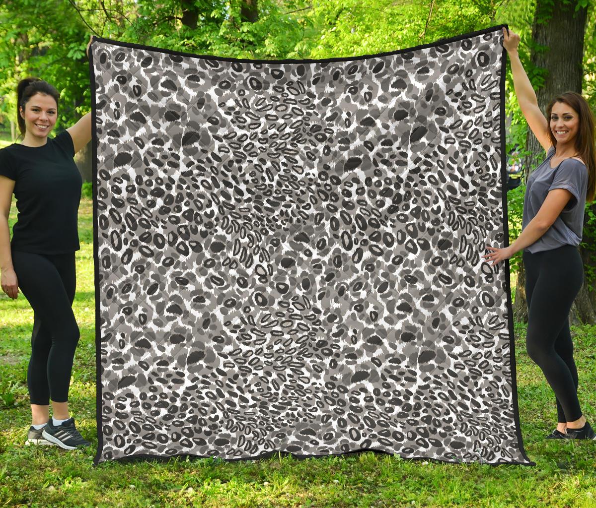 Gray Leopard Texture Pattern Premium Quilt